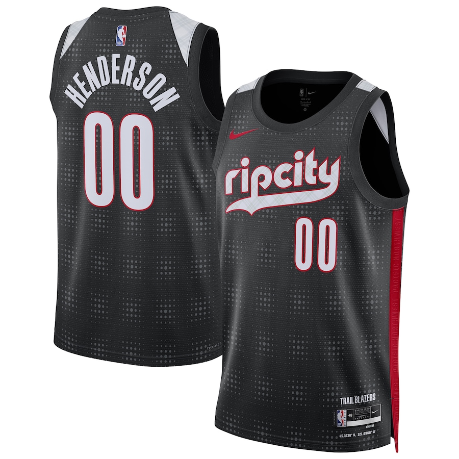 Men Portland Trail Blazers #00 Scoot Henderson Nike Black City Edition 2024-25 Swingman Player NBA Jersey